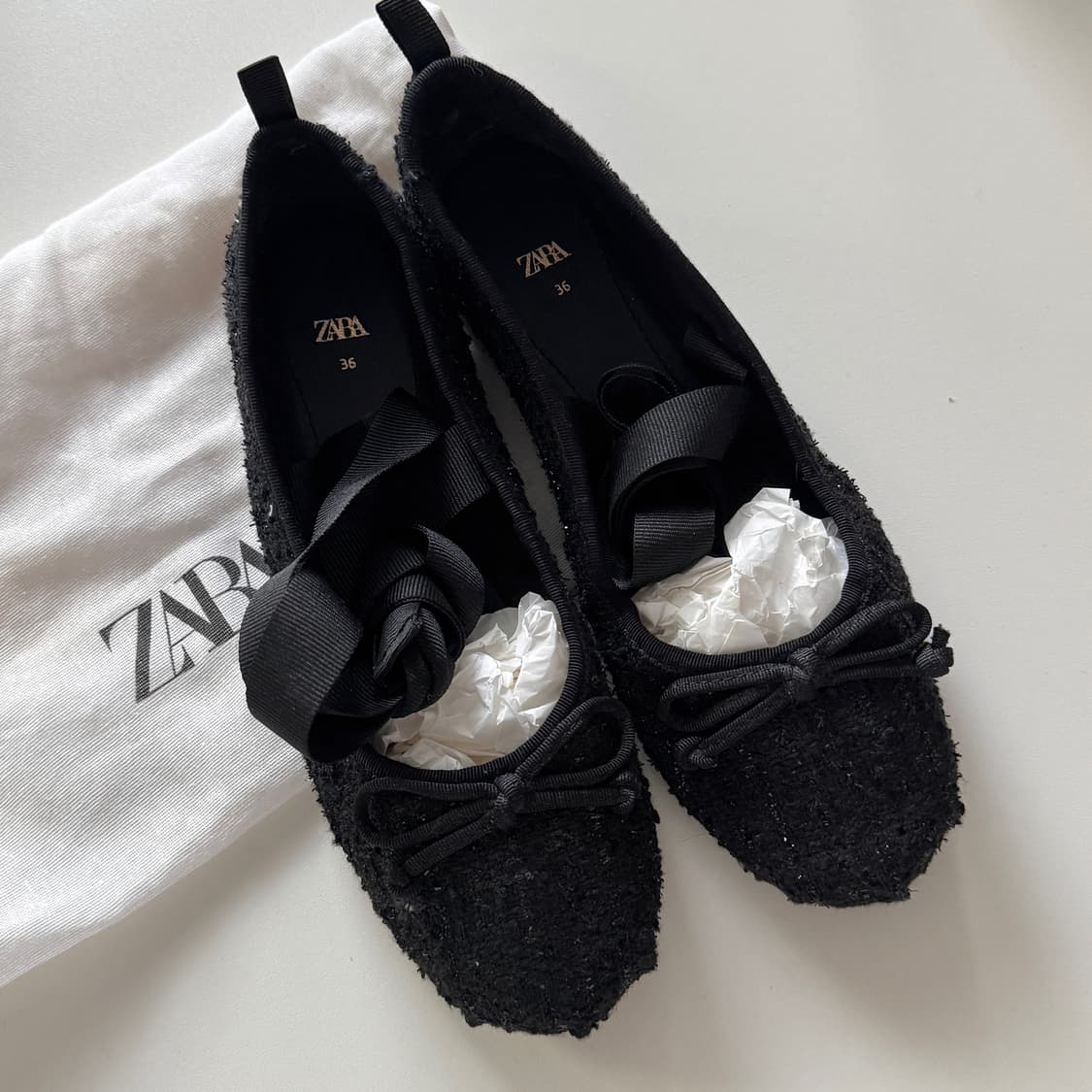 (택달린 새상품)ZARA 자라 패브릭 발레리나 플랫슈즈 상품이미지1