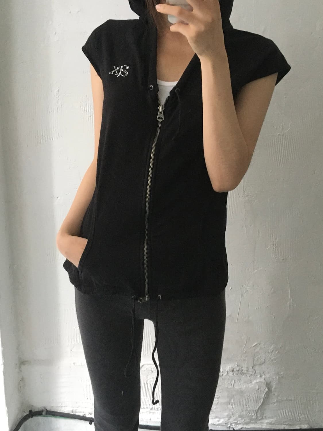 ARMANI EXCHANGE 아르마니 익스체인지 블랙 숏 슬리브 후드 집 상품이미지1