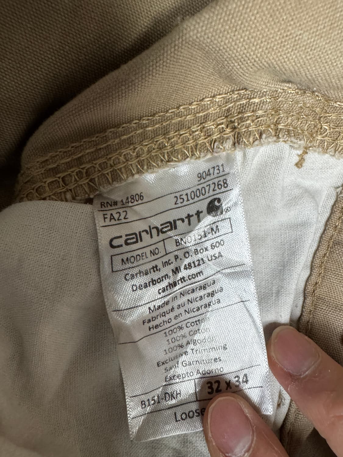 [32x34] 칼하트 B151 루즈핏 카펜터 팬츠 상품이미지10