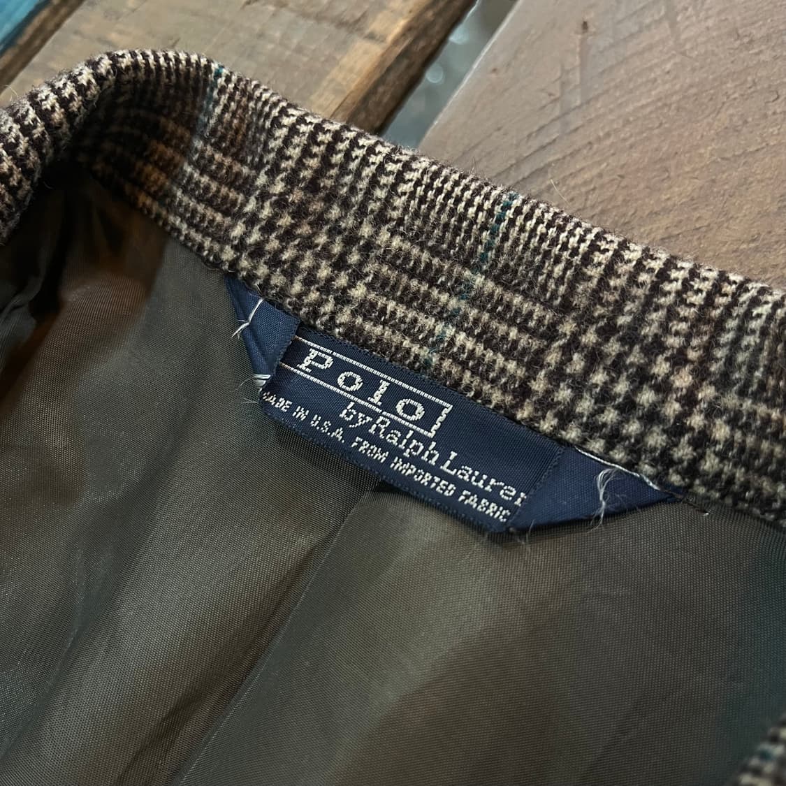 80~90s US 메이드 폴로 랄프로렌 체크 울 블레이저 상품이미지4