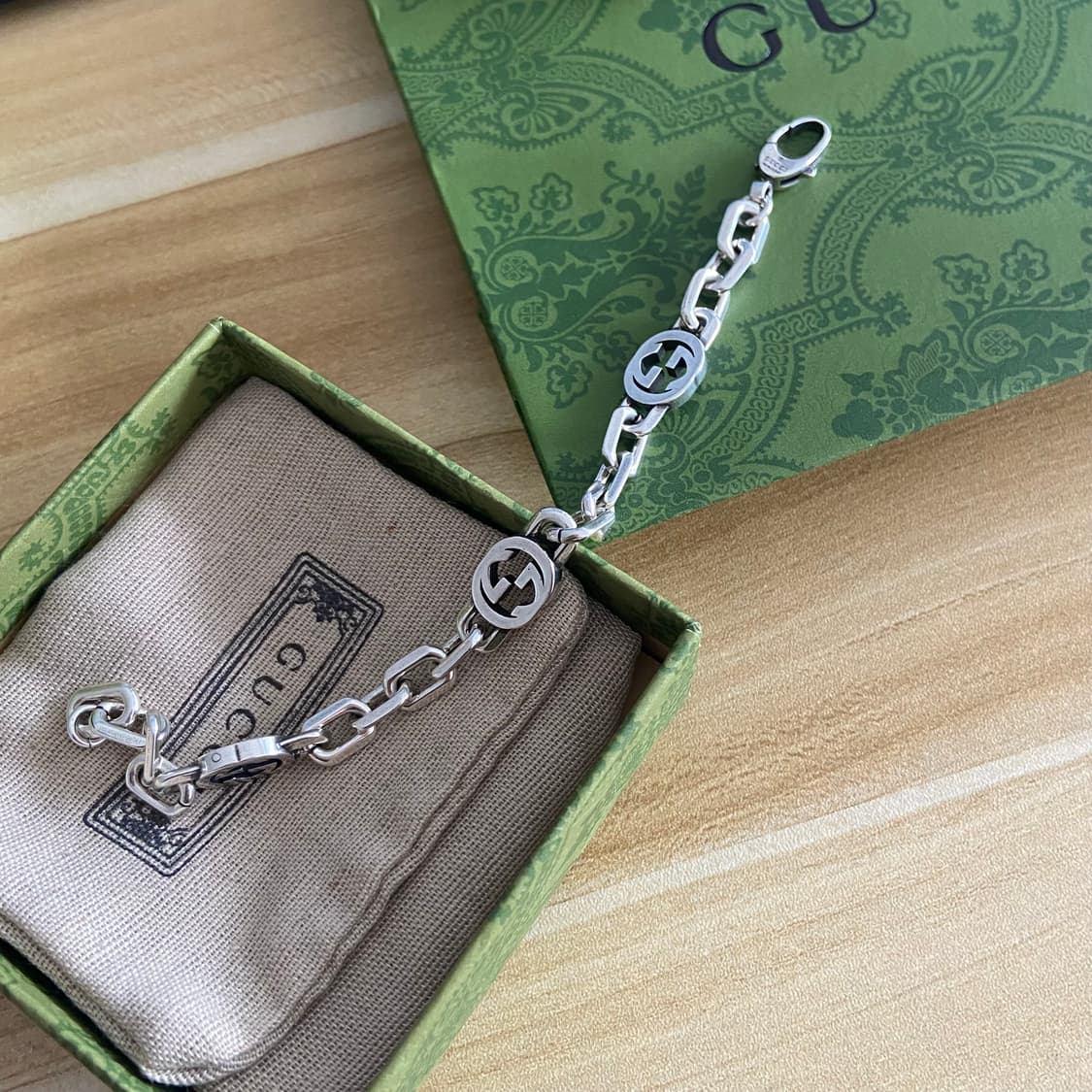 [정품] 구찌 인터로킹G 브레이슬릿 실버 체인 풀박스 상품이미지3