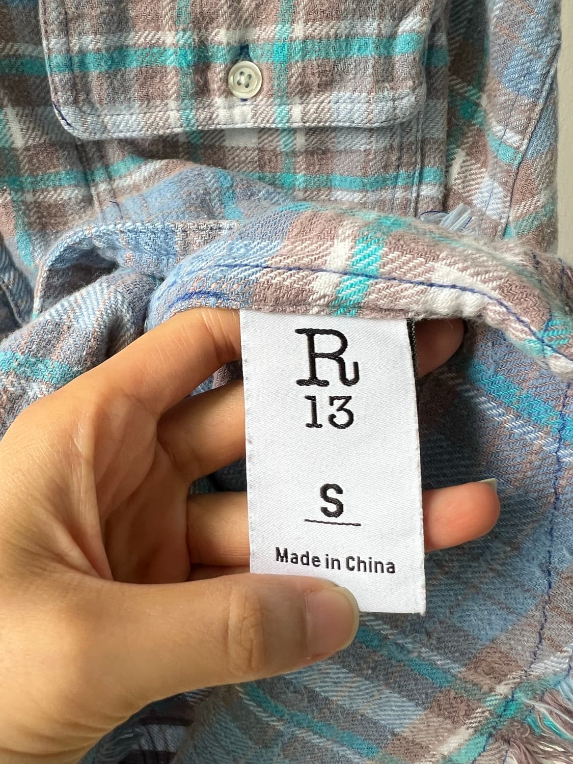 R13 체크 크롭 셔츠  상품이미지3