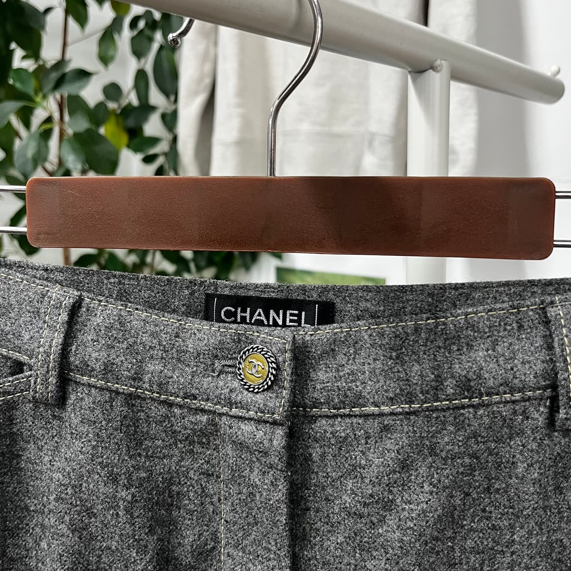 샤넬 우먼 스티치 울 와이드 팬츠 40 상품이미지3