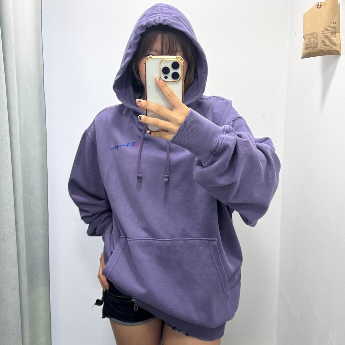챔피온 퍼플 후드티 상품이미지3