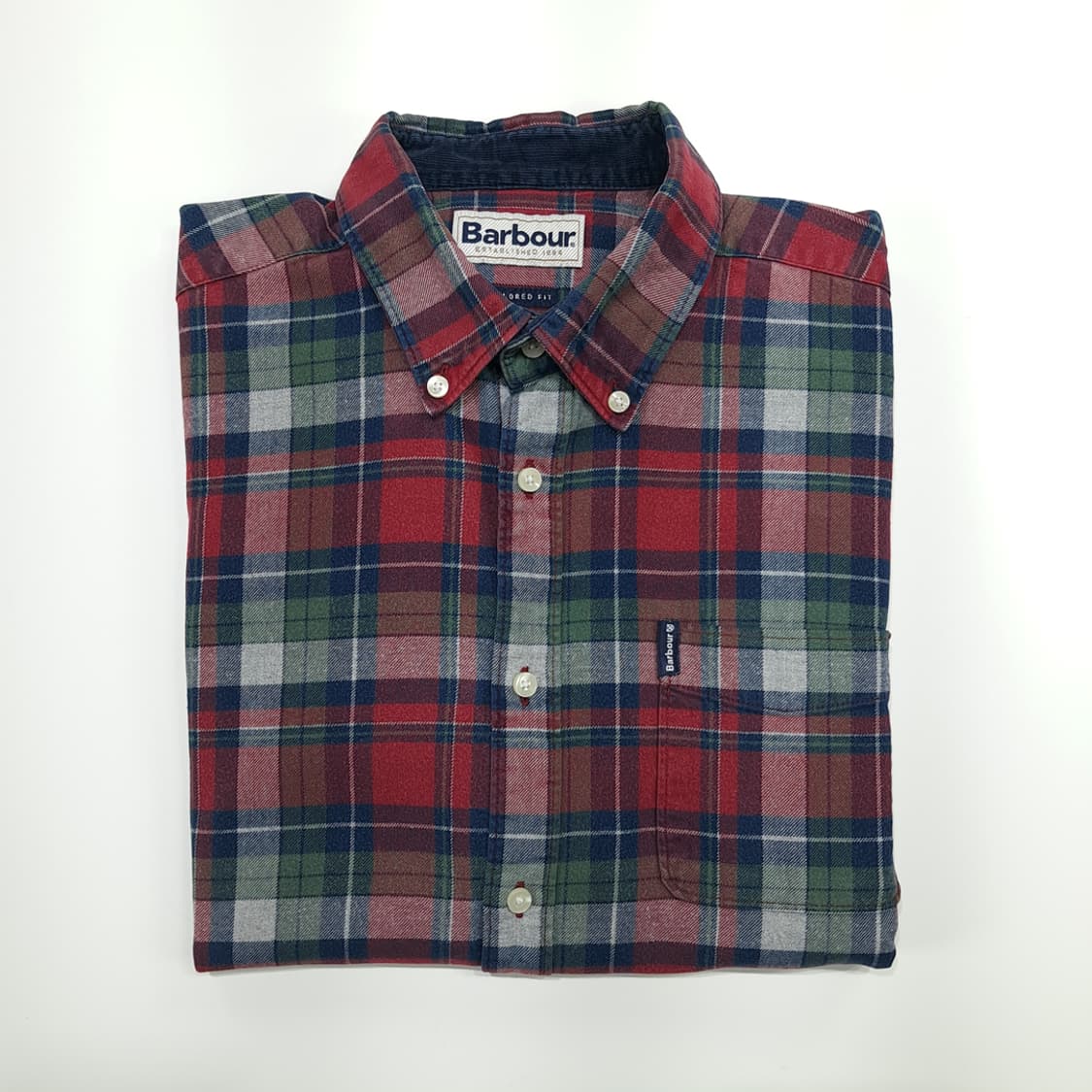 CN952 L 바버 버건디그린 타탄체크 플란넬 긴팔 셔츠 남방 상품이미지8