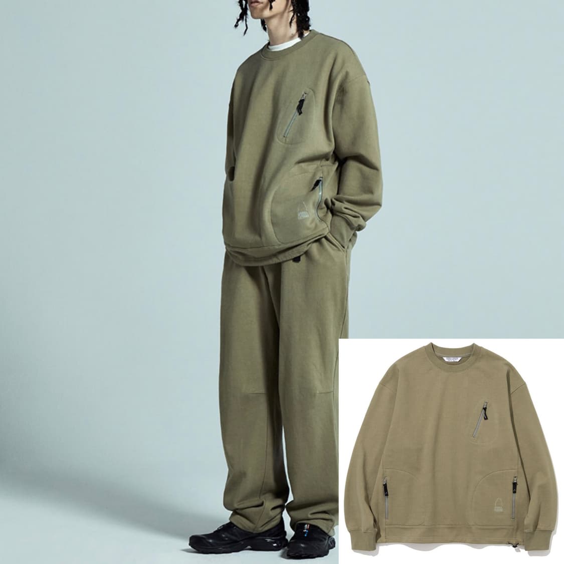 (L)시에라 디자인 유틸리티 3포켓 스웻셔츠 맨투맨 카키 상품이미지10