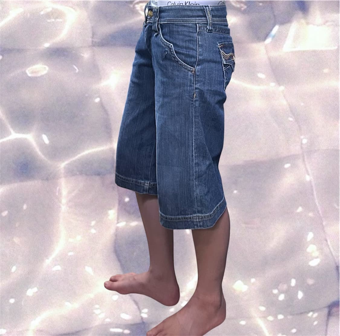 일본빈티지 중청 버뮤다 데님 팬츠 반바지 30 상품이미지3