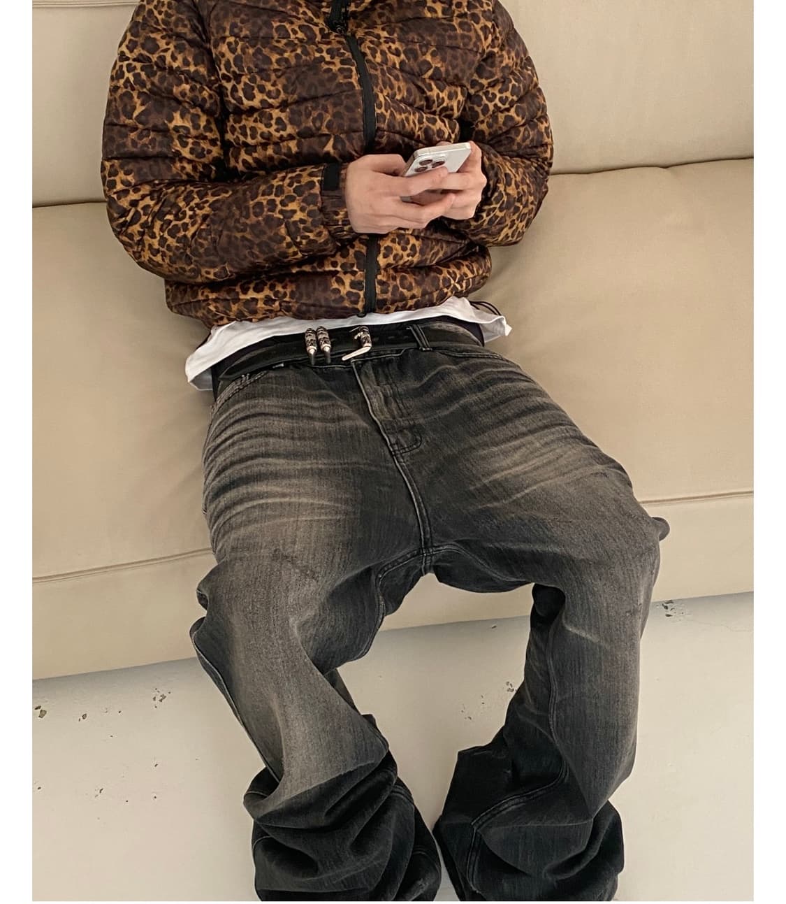 언더마이카 레오파드 경량패딩 우주매물(1사이즈) 상품이미지4