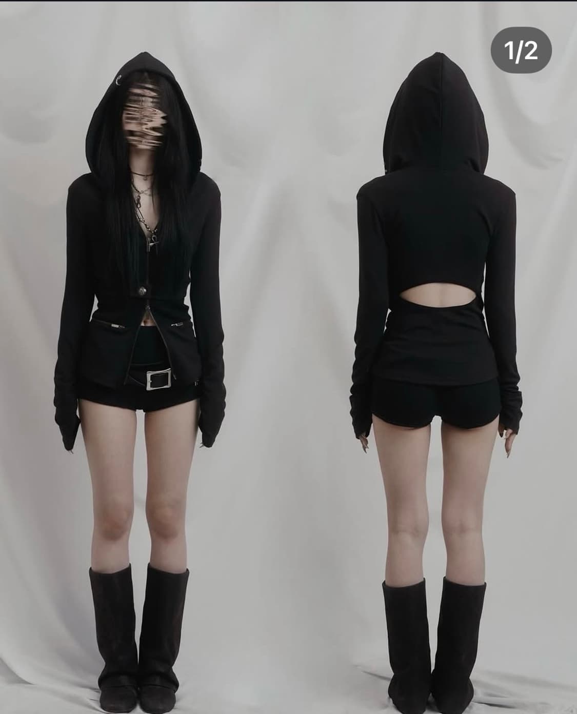 Cut out banding hoodie zip-up 쇠아 soar 후드 상품이미지2