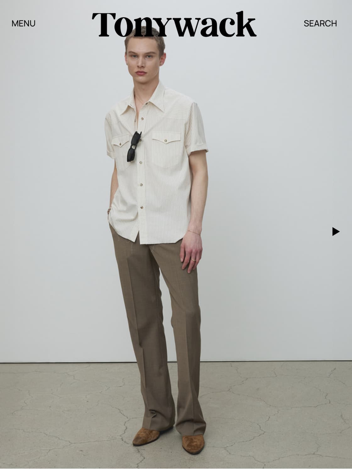 토니웩 RAW-CUT STRIPE CHECK SHIRT_ IVORY 상품이미지1
