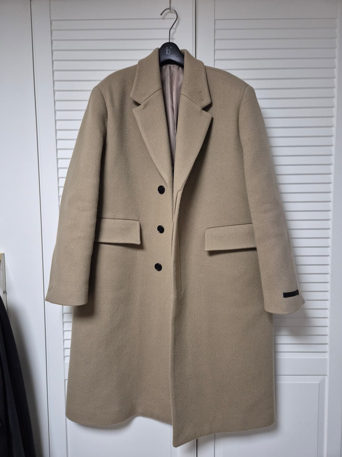 (M)애프터프레이X러드 히든버튼 오버사이즈 싱글 코트 베이지 상품이미지2