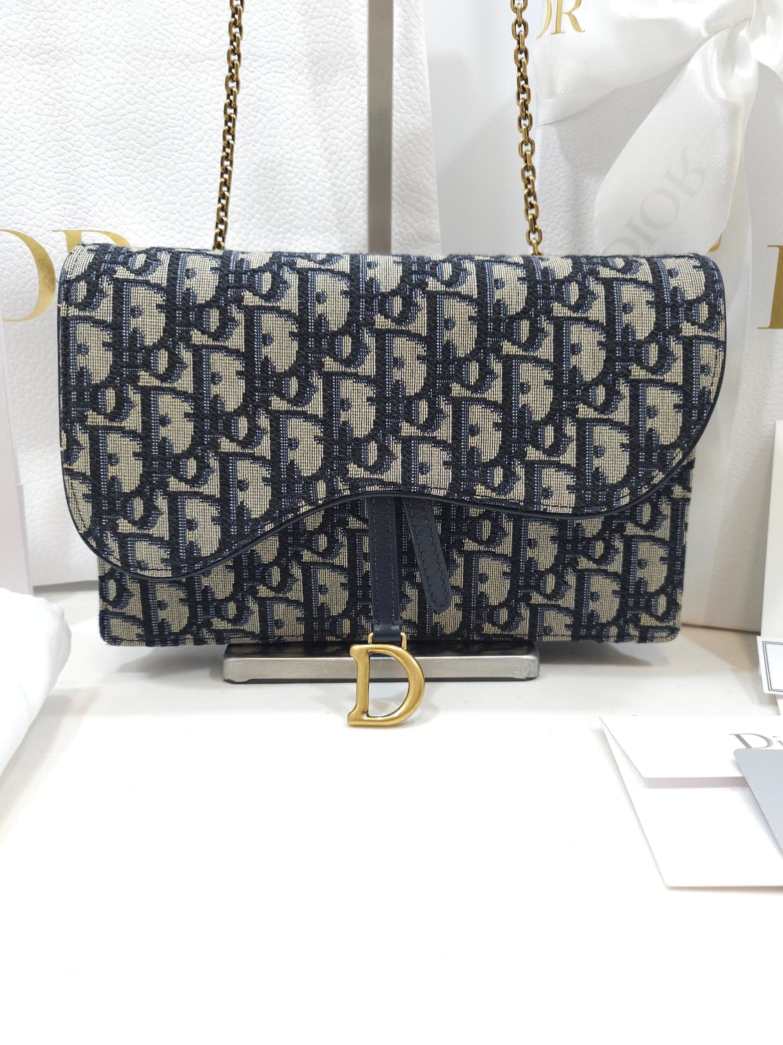 [정품]디올 오블리크 새들 미디엄 체인 파우치 상품이미지2