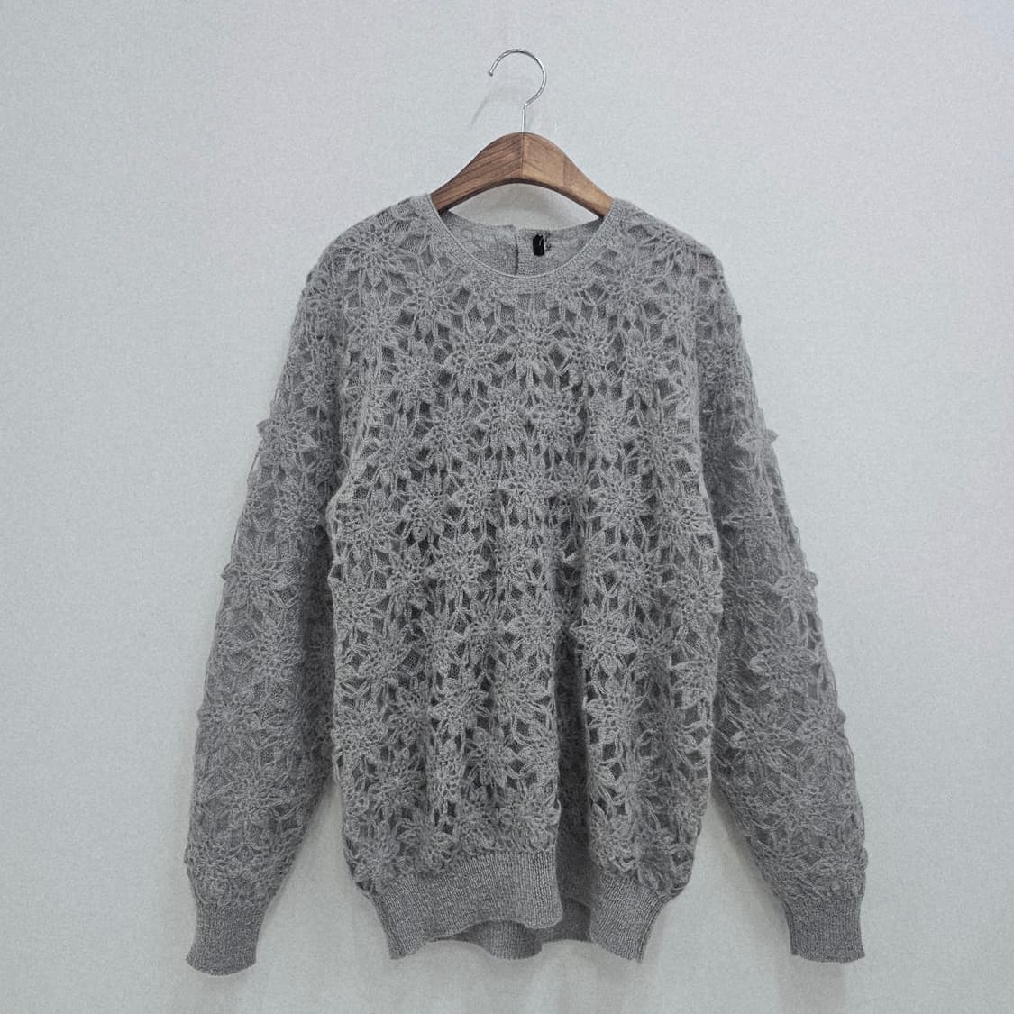 그레이 울 시스루 루즈핏 니트 상품이미지3