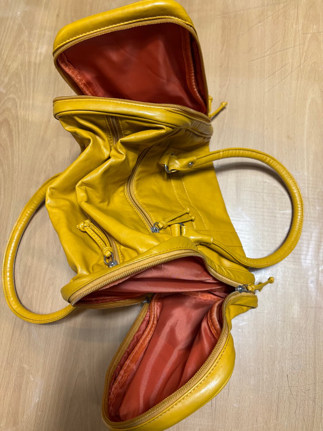 빈티지 옐로우 세미 레더 보스톤 백 상품이미지4