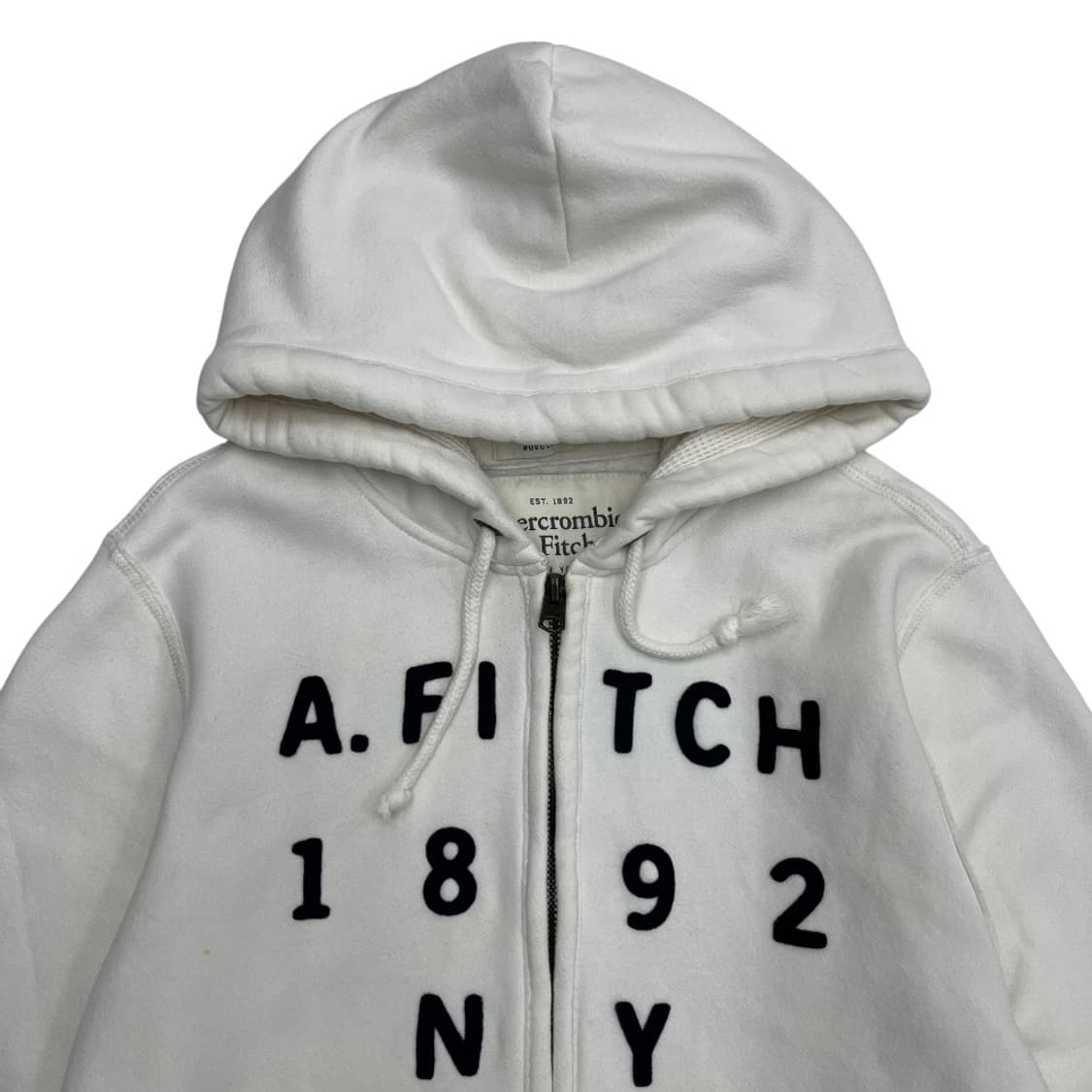 아베크롬비 센터로고 화이트 후드집업 XXL 상품이미지4