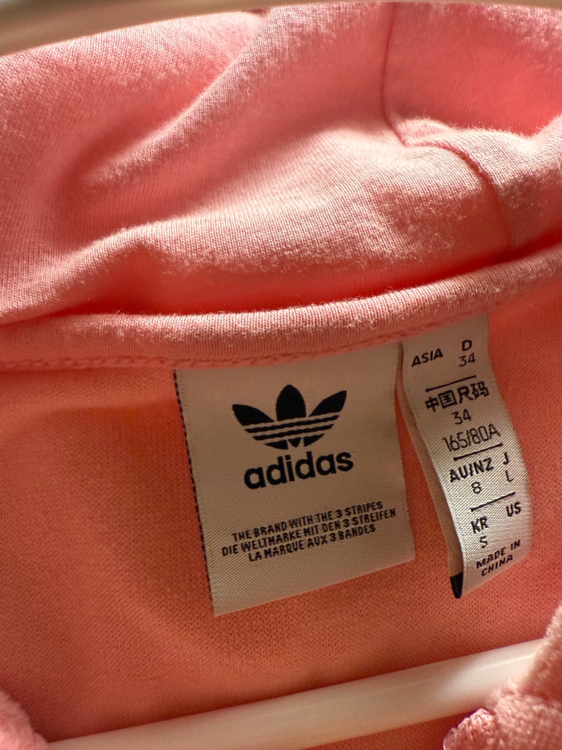 아디다스 크롭 후디 라이트핑크 벨루어 상품이미지2