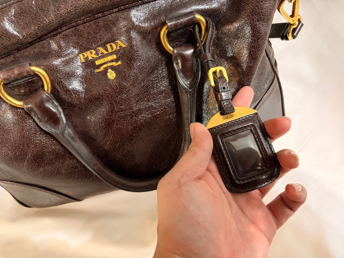 프라다 비텔로 샤인 토트백 겸 숄더백 브라운 상품이미지3