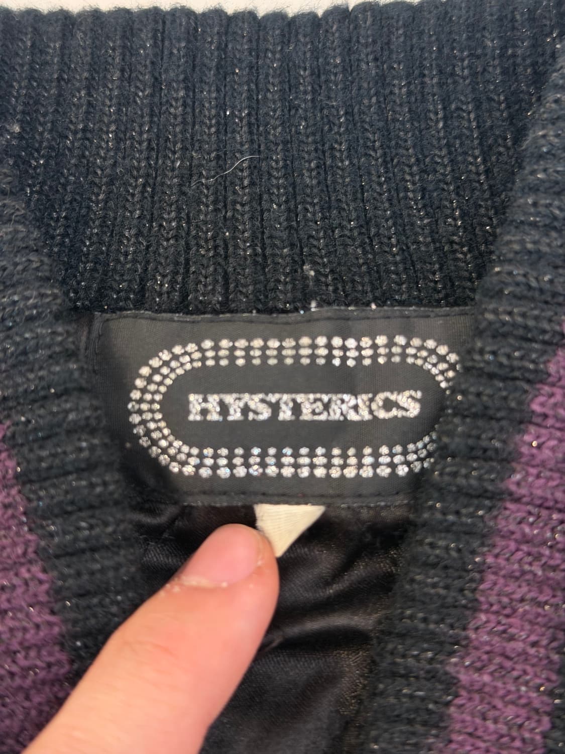 히스테릭글래머 스카쟌 새틴 봄버자켓 블랙 퍼플 상품이미지7