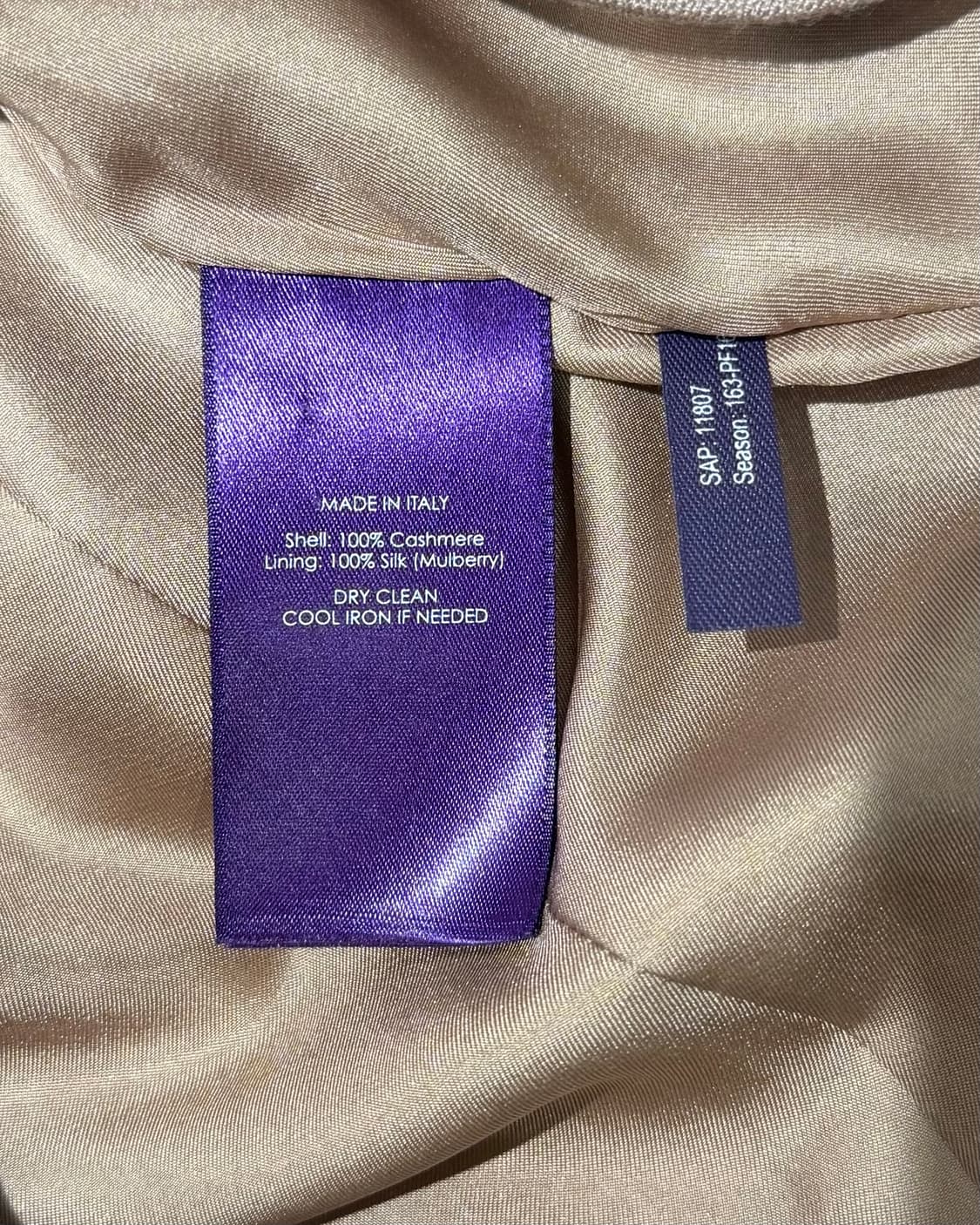 랄프로렌 퍼플라벨 연핑크 캐시미어 원버튼 카라 자켓 상품이미지8