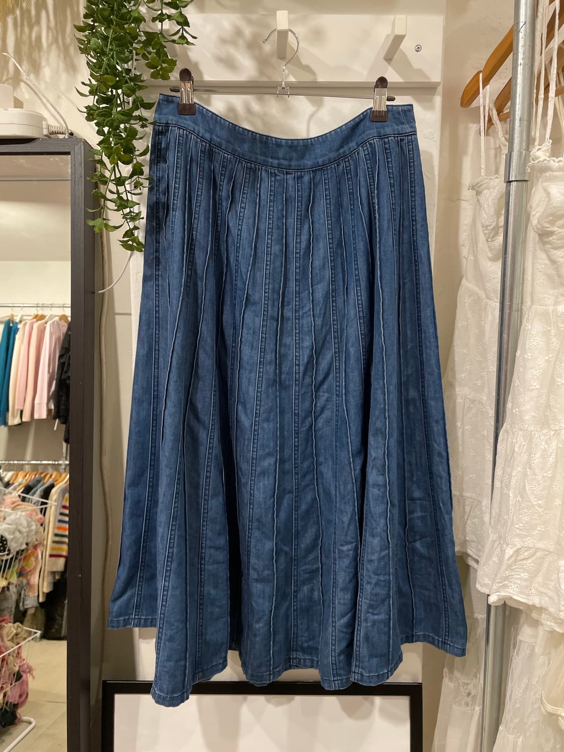 panel top stitch denim skirt 상품이미지6