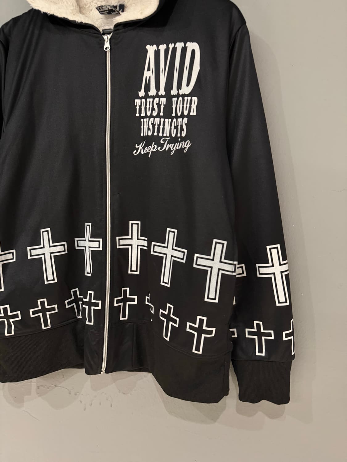 back maria printing cross hood zip-up 상품이미지5