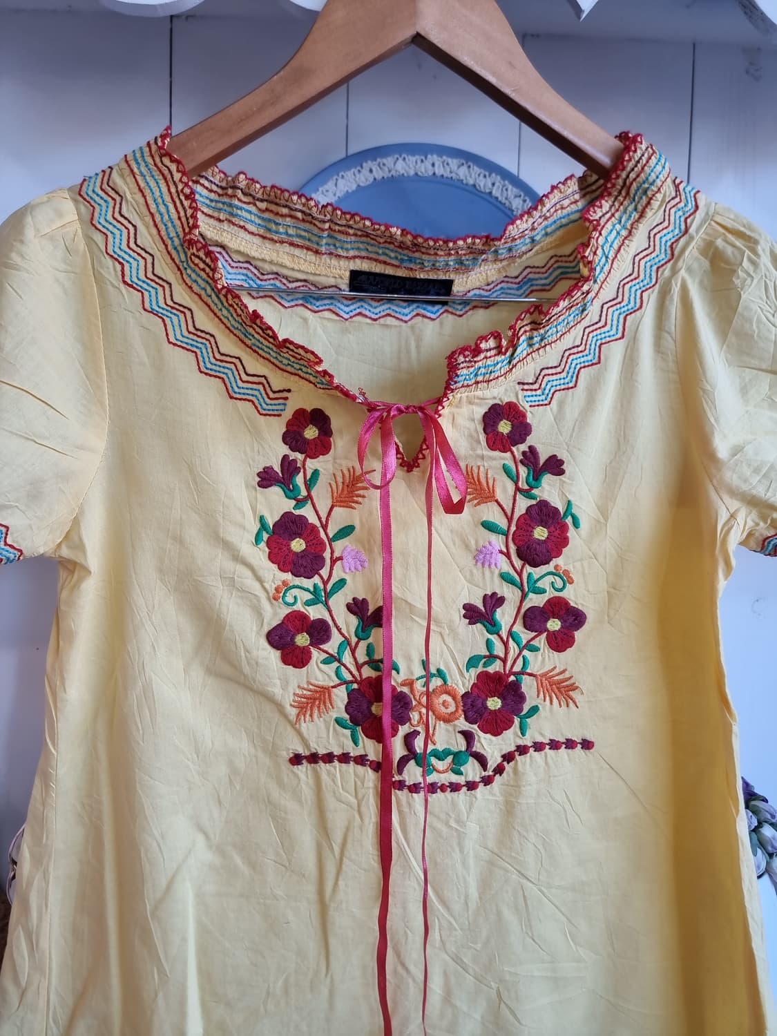 옐로 플라워 자수 원피스 상품이미지2