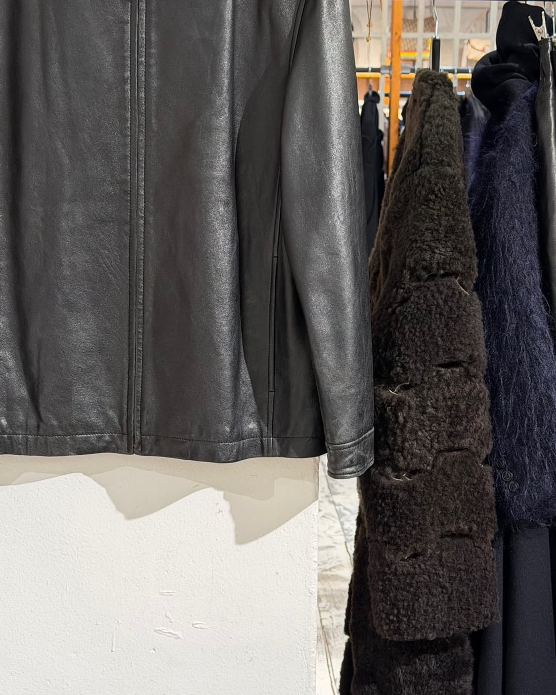 발렌시아가 블랙 램스킨 레더 블루종 상품이미지6