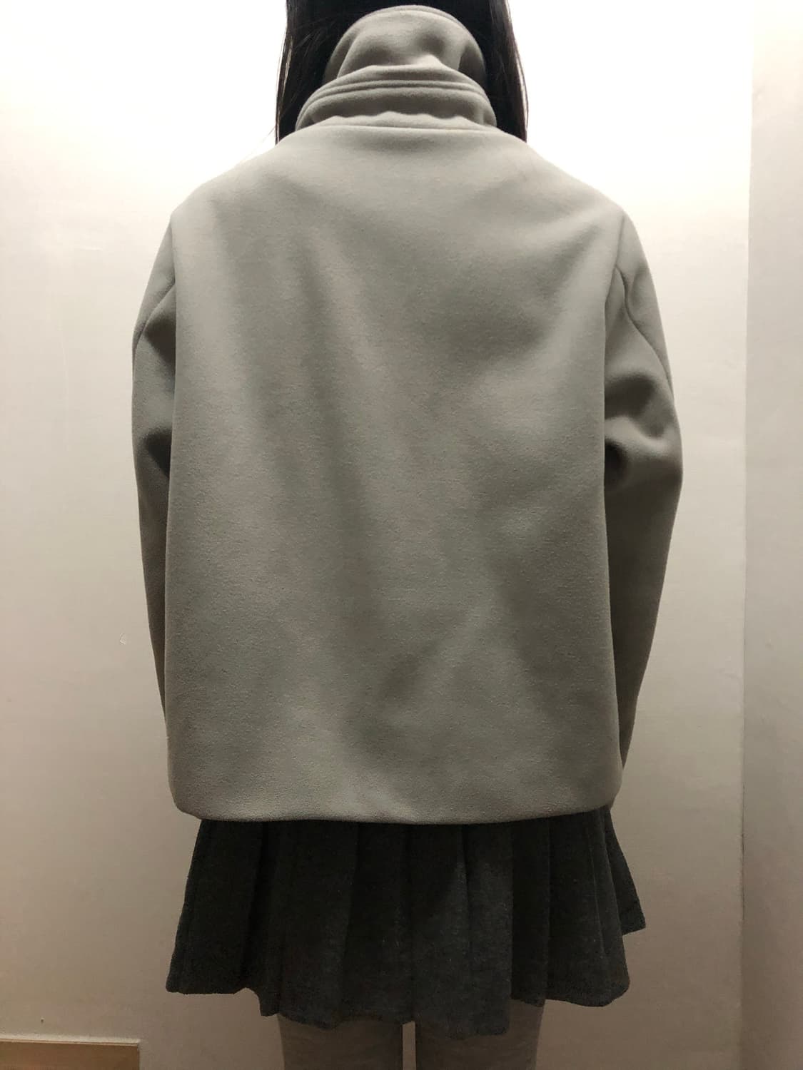 빈티지 그레이 더플 하프 코트 상품이미지7