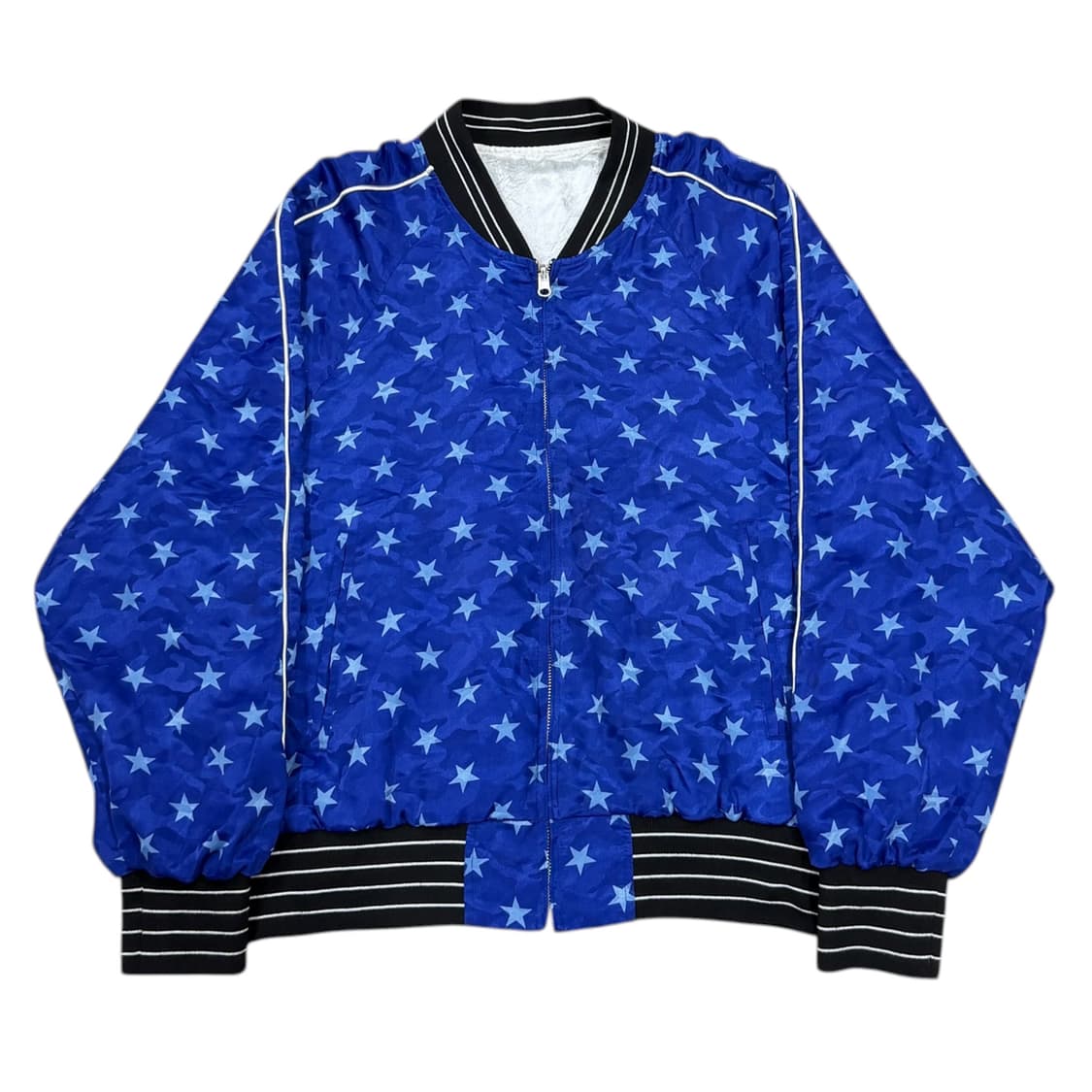 GYEONG 경 리버서블 별 스타 프린트 봄버 자켓 블루 화이트 상품이미지1