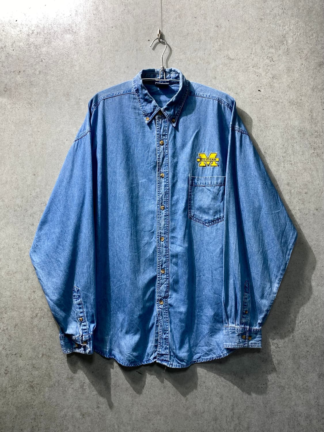 [XL] 90s True Fan 트루 팬 미시간 자수 오버핏 데님셔츠 상품이미지1