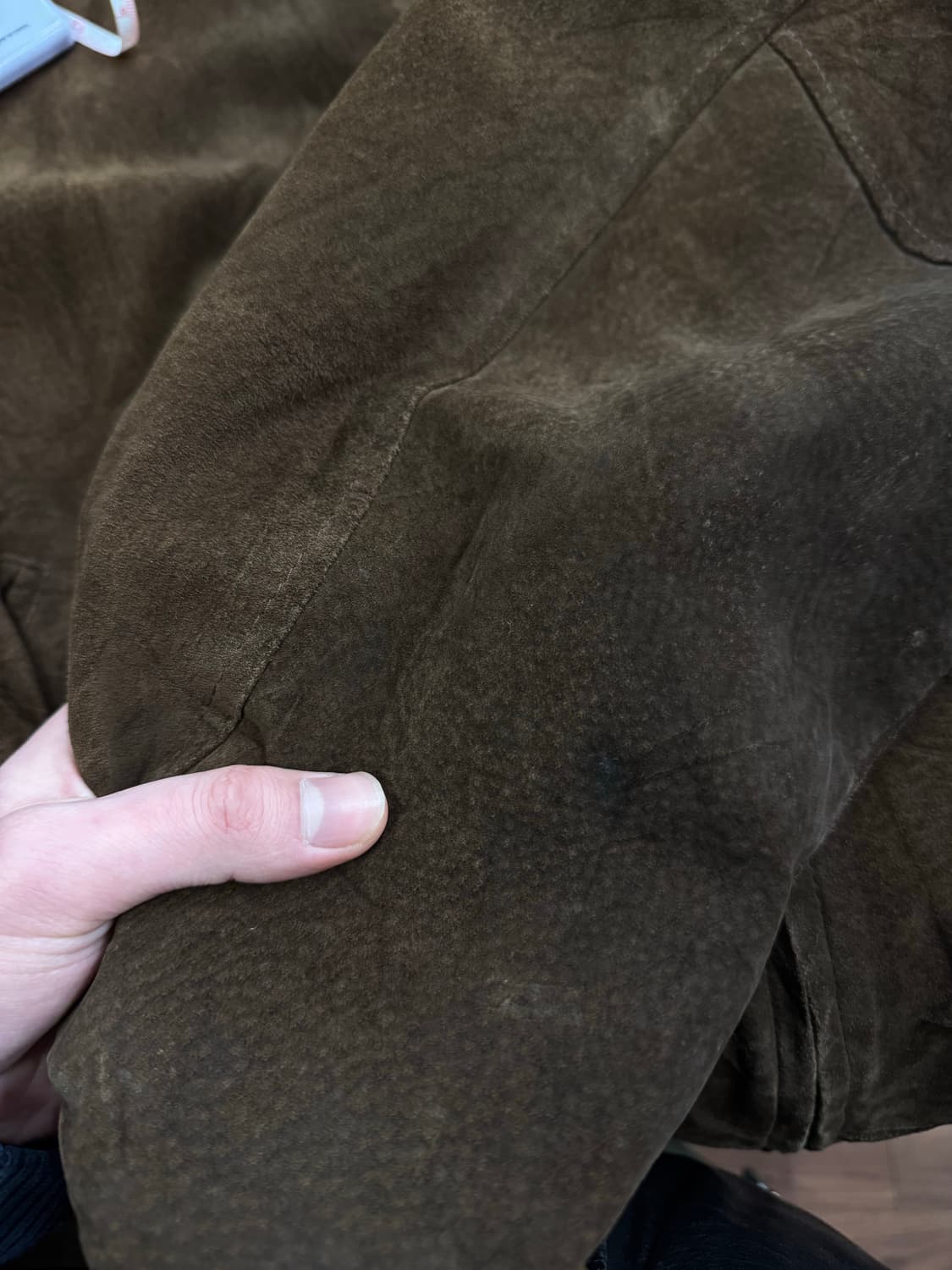 90s JPN VINTAGE 스웨이드 집업 자켓 시보리 포인트 브라운 상품이미지10