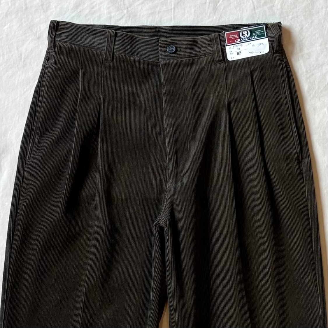 [새제품 31] 00s JP GRAND OAK 브라운 핀턱 코듀로이 팬츠 상품이미지2