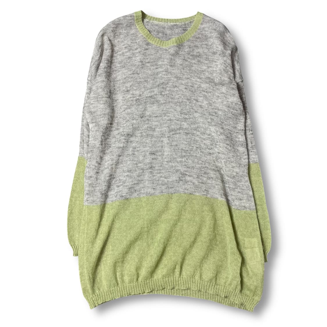 빈티지 그레이 연두 시스루 롱 긴팔 니트 상품이미지1