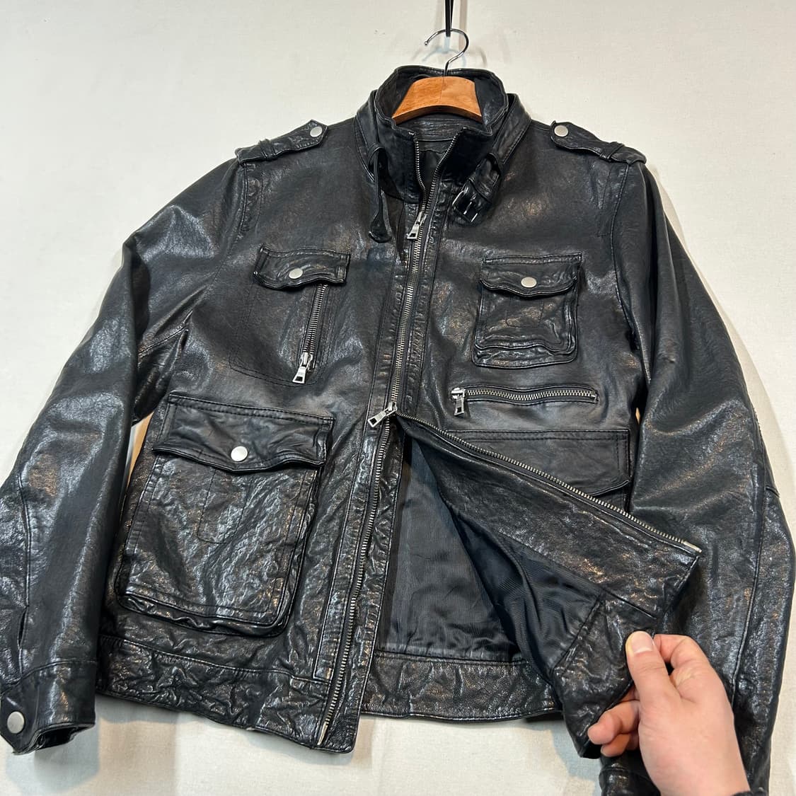 M) 빈티지 멀티포켓 램스킨 레더 양가죽 자켓 상품이미지2