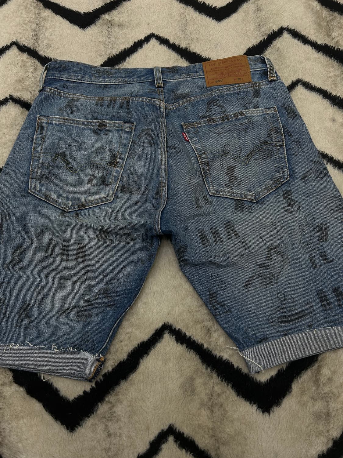 [32]리바이스501 프리미엄 그래픽 커스텀 데님 반바지 상품이미지2