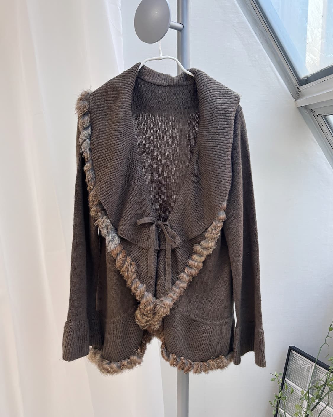 amai 래빗 퍼 트리밍 모리걸 가디건 상품이미지3