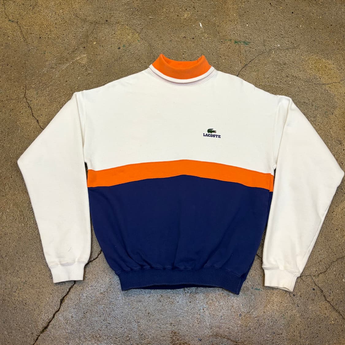90s 미국 빈티지 라코스테 배색 더틀넥 목폴라 맨투맨 상품이미지1