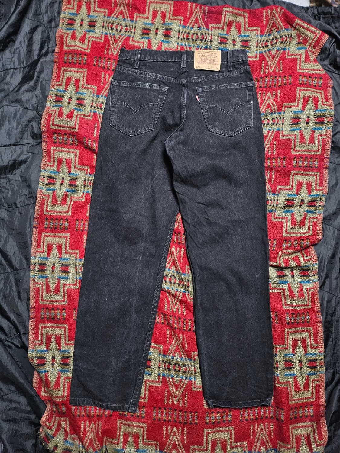 90s USA levis 550 black denim jean 33 상품이미지3