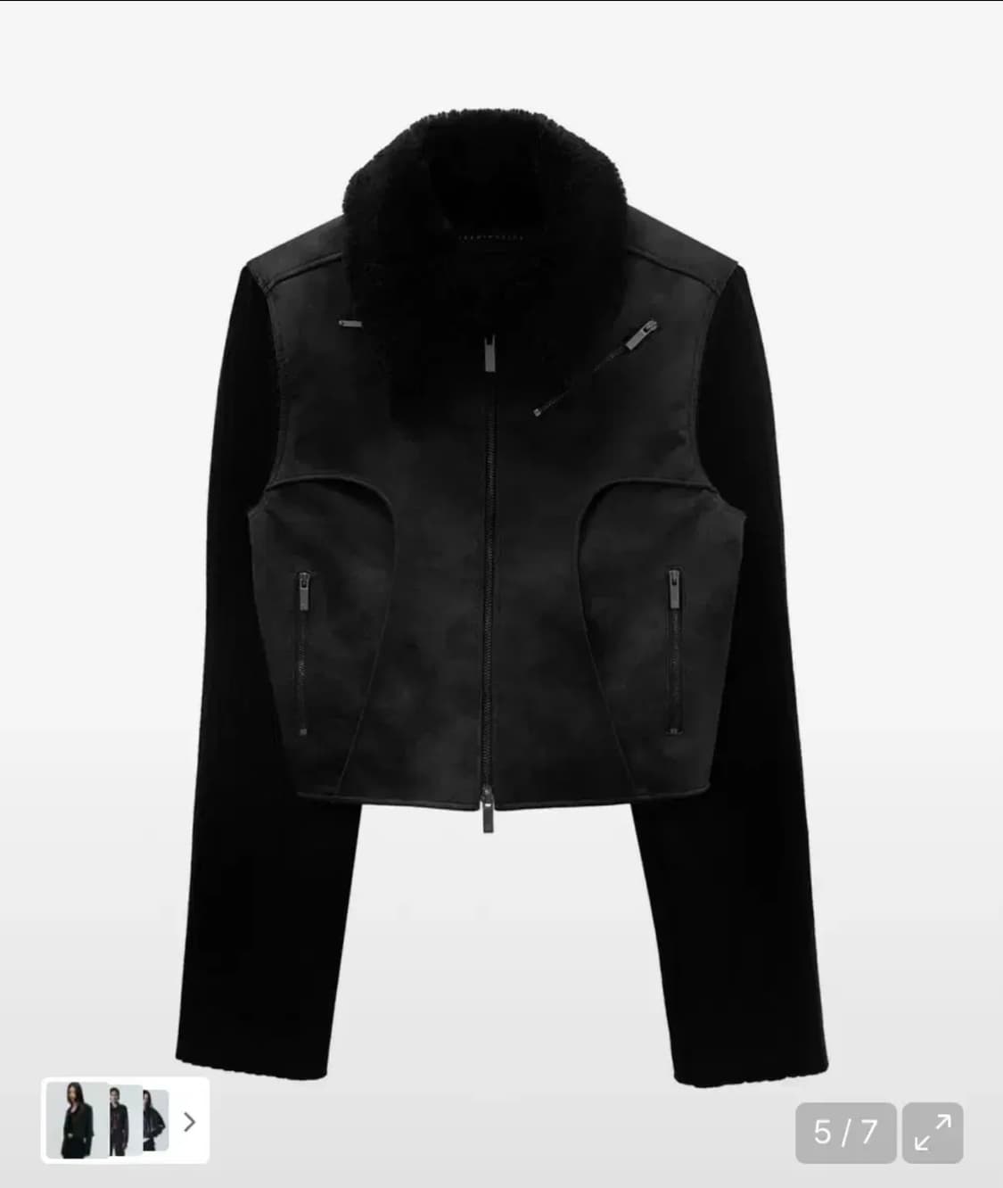 트리밍버드 투웨이 크랙 레더 자켓 2-way knit 상품이미지3