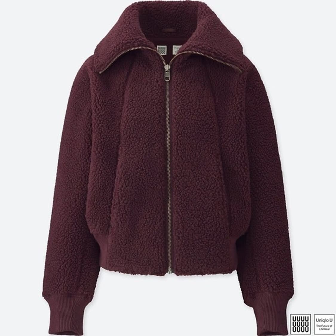 유니클로 U 르메르 콜라보 버건디 하이넥 양털 플리스 후리스 하이넥 집업 상품이미지3