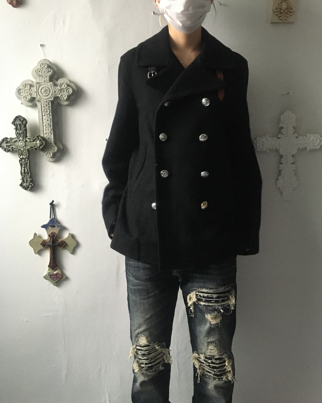 Double button woolen rider jacket 상품이미지1