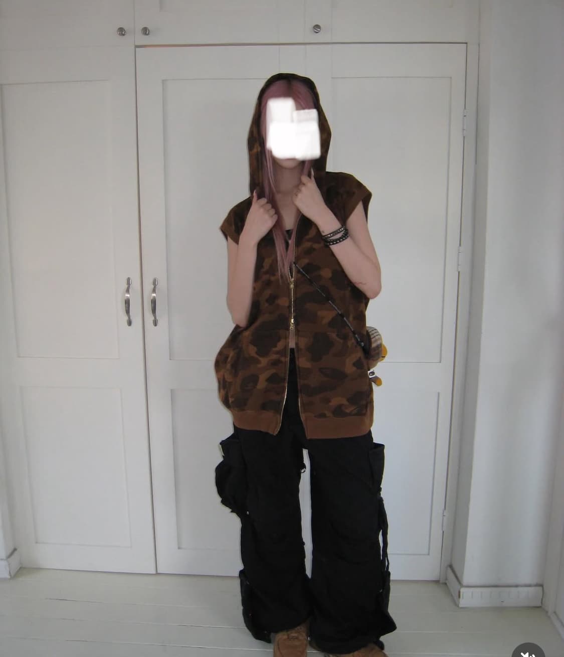 베이프 투웨이 베스트 조끼 후드집업 L 갈계 황계 상품이미지3