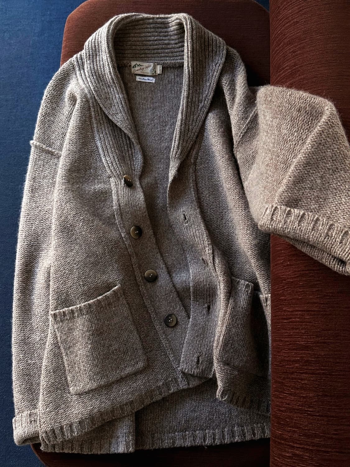 Low gauge pattern heavy knit cardigan 상품이미지2