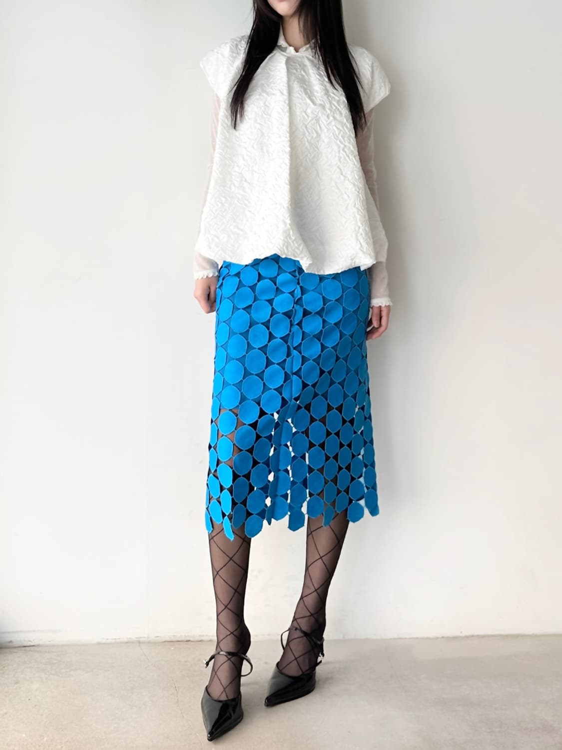 Punching ocean skirt / blue 상품이미지5