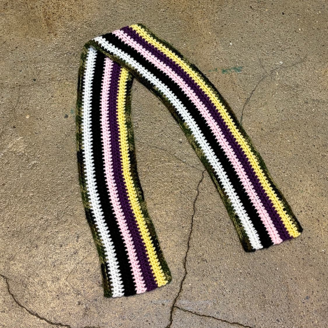 미국 빈티지 니트 핸드메이드 스트라이프 손뜨게 머플러 목도리 상품이미지2