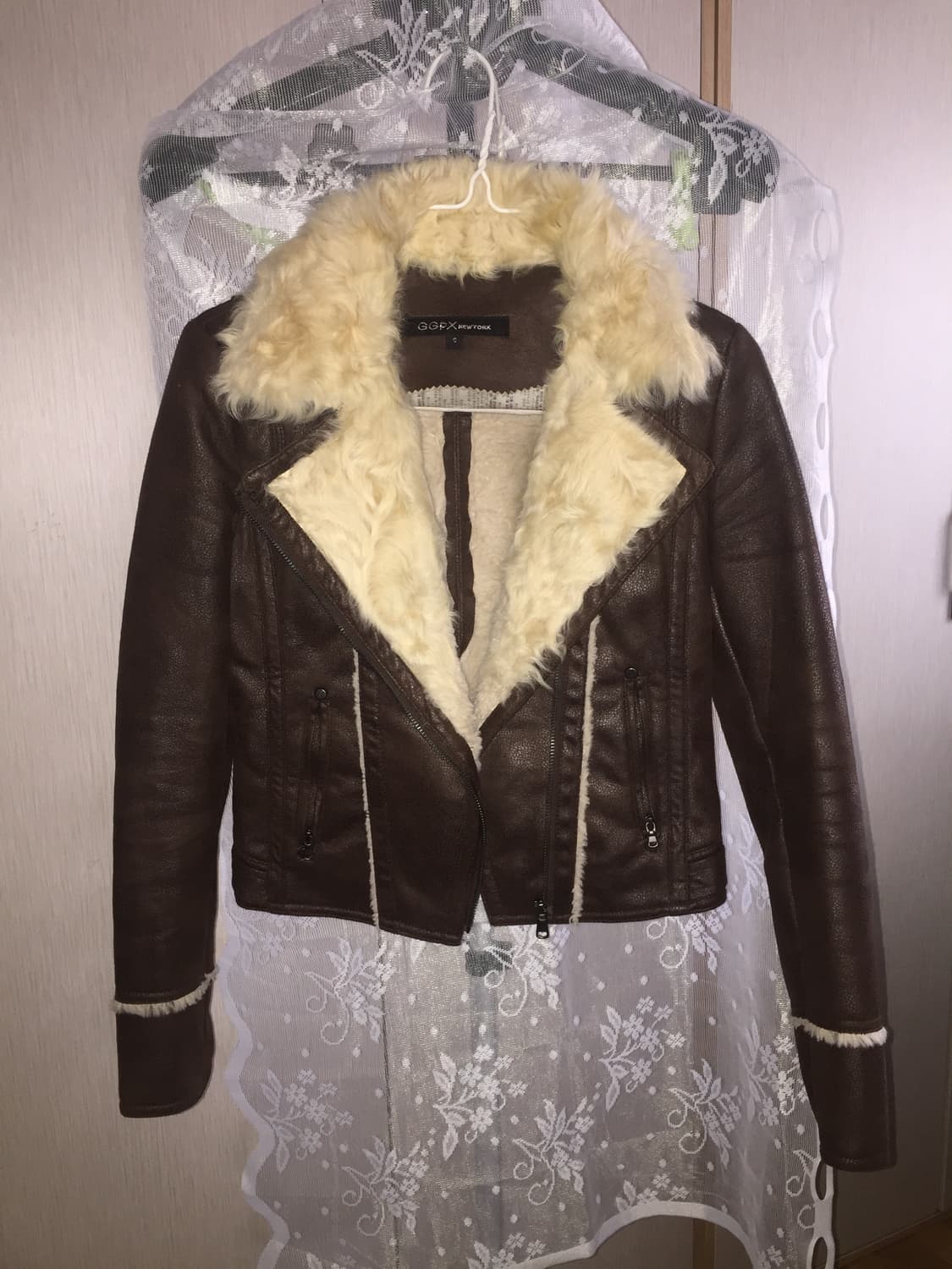 양털 퍼 브라운 가죽 자켓 상품이미지1