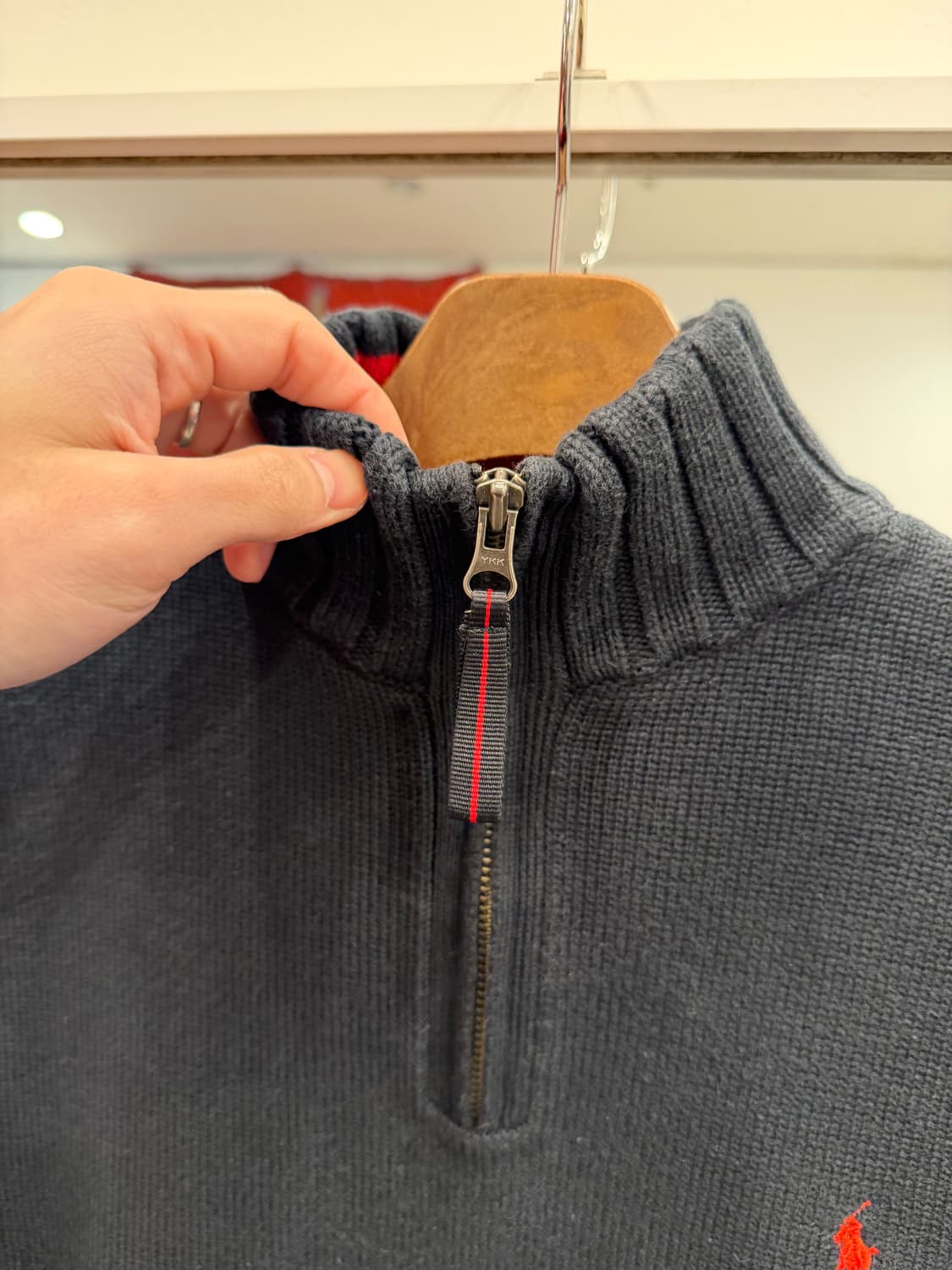 Polo RL 폴로 랄프로렌 하프넥 쿼터 집업 니트 (Black) 상품이미지5