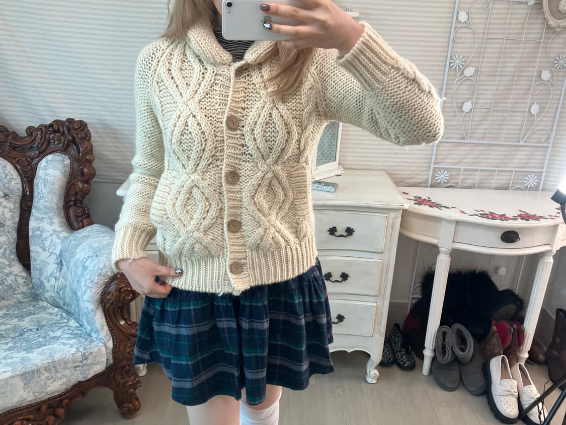 얼스뮤직 아이보리 울 포켓 가디건 상품이미지3