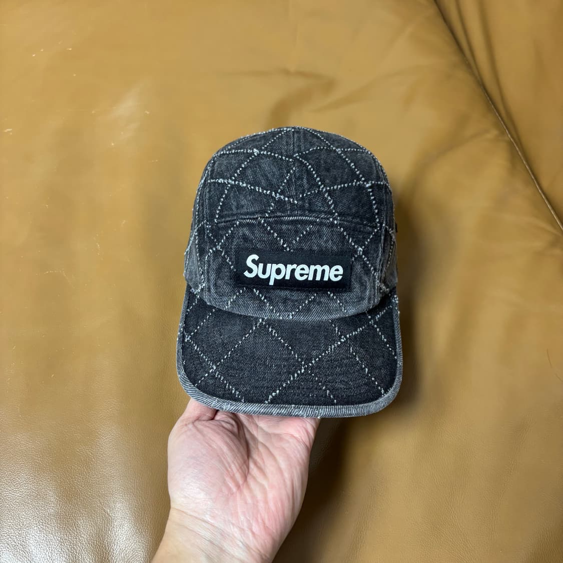 슈프림 캠프캡 모자 박스로고 23FW 펀치드 데님 블랙 상품이미지2