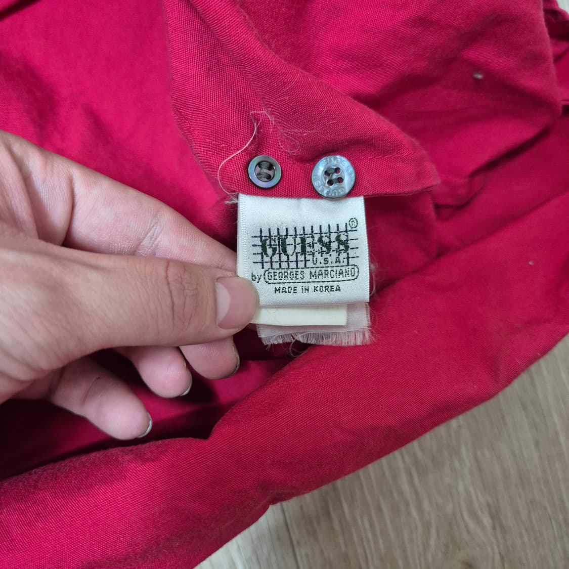 게스 BY 조르주 마르시아노 레드 긴팔 워크 셔츠 상품이미지6